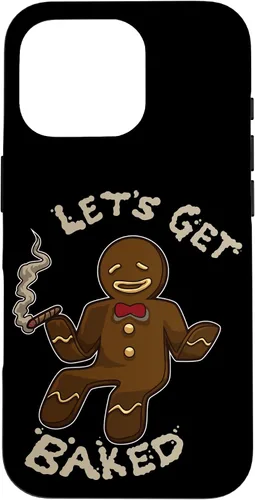 Vista 20 de Divertida funda navideña para iPhone 16 con diseño de pan de jengibre y marihuana