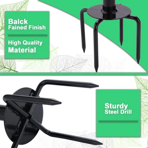 Vista 7 de Taladro manual 2 en 1 para taladrar agujeros de poste – 44.5 pulgadas manual de jardín en espiral maceta para bulbos, flores, plántulas, plantas
