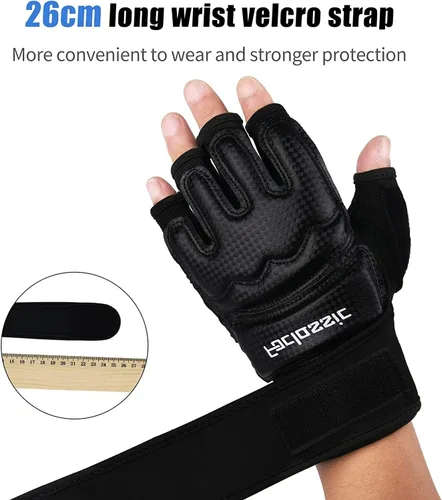 Vista 4 de Guantes de boxeo de kickboxing, guantes de boxeo para hombres, mujeres, niños, medio dedo, saco de boxeo, guantes de lucha para hombres y mujeres