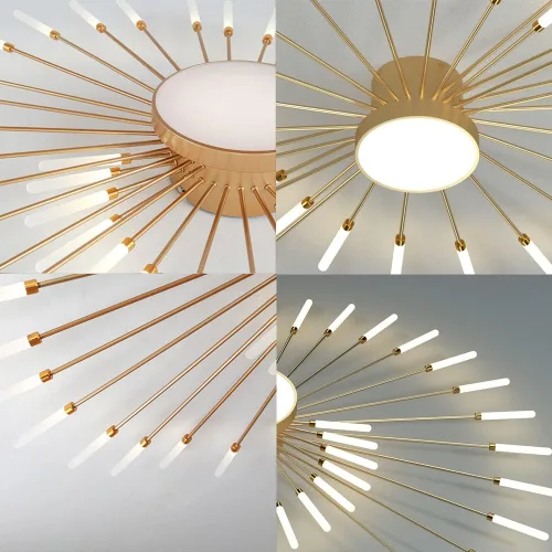 Vista 3 de Lámpara de techo LED de 32 pulgadas, 12 luces de techo modernas, lámpara de techo empotrada, iluminación de interior dorada para sala de estar