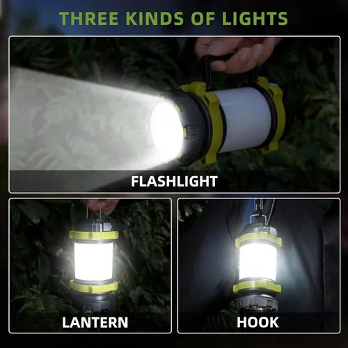 Vista 4 de Linterna de camping recargable, linterna LED AlpsWolf con capacidad de 4000, 6 modos, impermeable IPX4, linternas recargables portátiles para cortes