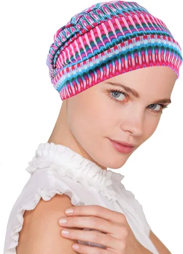 Vista 3 de Gorro de quimioterapia para mujer, suave impreso, turbante para dormir, para pacientes con cáncer