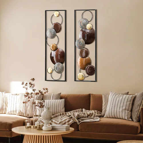 Vista 6 de LuxenHome - Arte de pared de metal, 2 piezas, decoración abstracta de pared