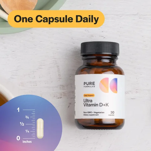 Vista 4 de PureFormulas Vitamina D3 K2 Vitamina 5000 UI - Suplemento VIT D3 K2 para absorción de calcio, fuerza ósea, apoyo cardiovascular y de función