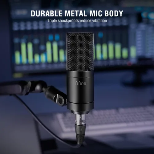 Vista 5 de FIFINE - Micrófono XLR, micrófono de condensador para podcast con grabación, vocal, voz en off, transmisión, podcast, canto, micrófono de estudio