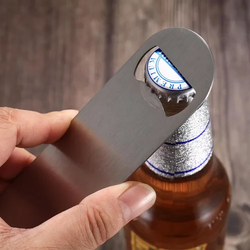 Vista 5 de Abrebotellas de cerveza, 10 abrebotellas planas, abridores de cerveza de acero inoxidable, abridor de botellas de barman de sublimación de alta