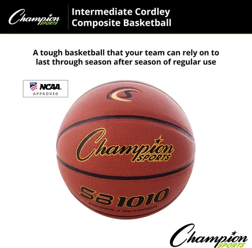 Vista 4 de Champion Sports Composite Basketball – Indoor/Outdoor Play – Official, Intermediate & Junior Sizes – Durable Grip & Air Retention