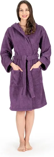 Vista 2 de NINE WEST Bata de baño de lujo con capucha para mujer, 100% algodón turco