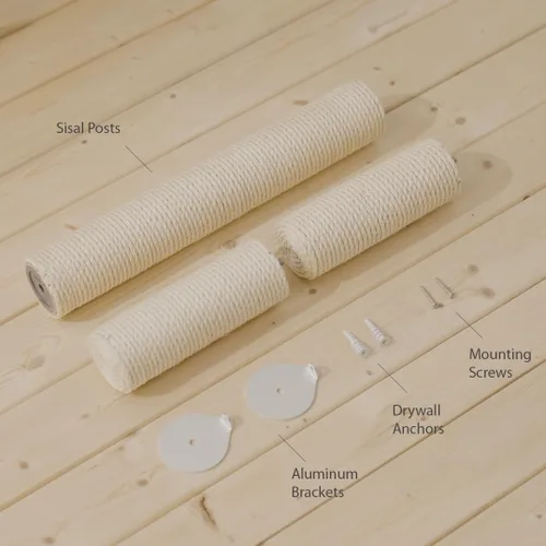 Vista 7 de xympo Rascador de Pared Montado de 86 cm para Gatos, Poste de Rascado de Sisal