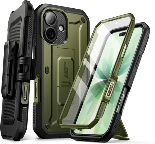 Vista 17 de SUPCASE - Funda para iPhone 17 Pro Max con función atril y protector de pantalla, color negro Built-in Camera Control Button, Detachable Belt