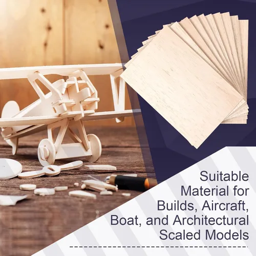 Vista 3 de Namalu 10 paquete de hojas de madera de balsa de 6 x 4 x 0,08 pulgadas - 2 mm de espesor, tabla de madera sin acabar para manualidades, casa