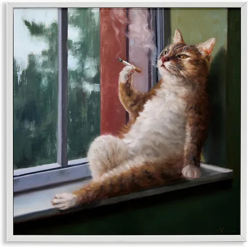 Vista 19 de Stupell Industries Gatos en el cine 3D Giclée enmarcado gris diseño de arte por Lund Roeser Enmarcado en blanco