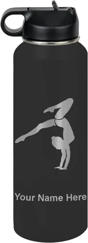Vista 69 de LaserGram Botella de agua personalizada, soporte de mano de gimnasta, acero inoxidable de doble pared aislada al vacío con popote superior, regalo