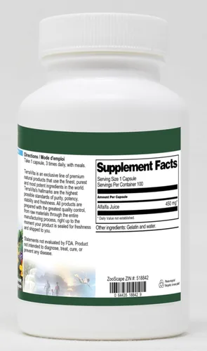 Vista 2 de Jugo de Alfalfa - 450 mg (100 Cápsulas, ZIN: 518842)