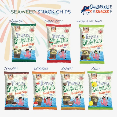 Vista 8 de Swashbuckle Snacks Patatas fritas crujientes de tempura calamar, sabor a queso, 0.95 onzas (0.95 oz), paquete de 5, fabricado en Japón, Otsumami