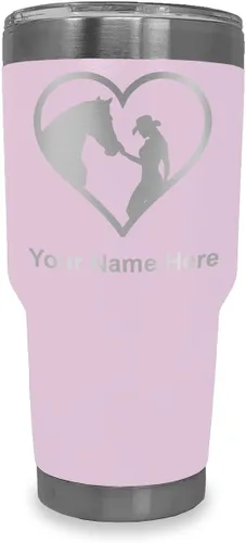 Vista 16 de LaserGram Vaso aislado al vacío de 20 onzas, corazón de vaquera de caballo, grabado personalizado incluido (negro)