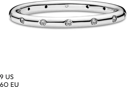Vista 7 de Pandora Anillo de banda simple brillante - Anillo apilable para mujer, con caja de regalo