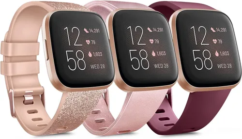 Vista 13 de PAQUETE DE 3 Bandas de Silicona Suave Compatibles con Fitbit Versa Bandas Deportivas Ajustables para Mujeres y Hombres Tallas Pequeña y Grande