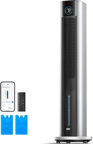 Vista 10 de DREO Enfriador evaporativo de pantano de aire, ventiladores de enfriamiento de 43 pulgadas que sopla aire frío 2026 actualizado, ventilador de piso