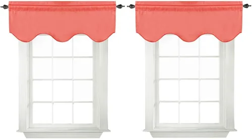 Vista 46 de Turquoize - Cenefa opaca para ventanas de cocina/baño/sala de estar/dormitorio con aislamiento térmico, cenefa festoneada con bolsillo para Aqua