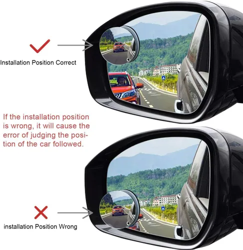 Vista 5 de Espejo retrovisor convexo de punto ciego, ajustable, sin marco, de gran ángulo, con forma de ventilador, de cristal HD, adhesivo 3M para SUV