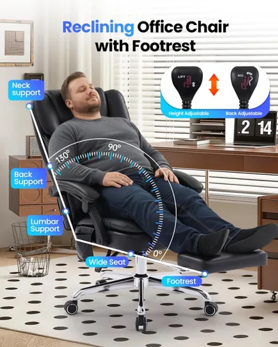 Vista 7 de Silla de oficina grande y alta de 500 libras con soporte lumbar de masaje de amasamiento 3D, sillas de oficina para aliviar el dolor de espalda