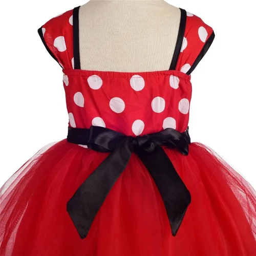 Vista 5 de Dressy Daisy Disfraz de lunares para bebé niña, vestido de tul para fiesta de cumpleaños, con diadema, color rosa, rojo, morado, rosa intenso