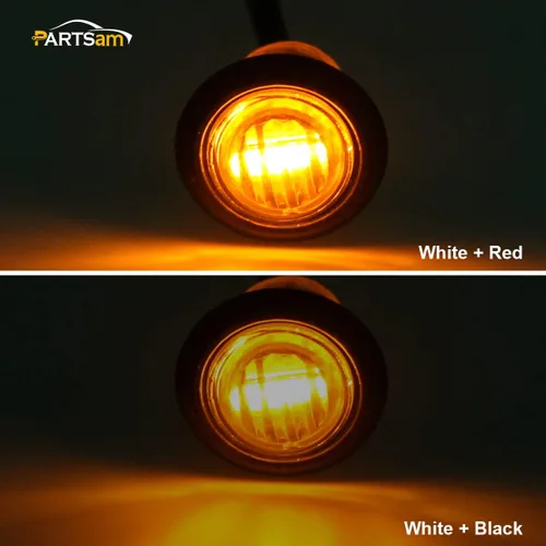 Vista 5 de Partsam 10 luces de marcador LED ámbar redondas de 3/4 pulgadas, luces de señal de giro de 3 cables para camioneta remolque, sellado impermeable