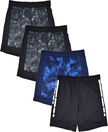Vista 28 de Andrew Scott Pantalones cortos deportivos de baloncesto para niños con rendimiento activo y estilo de malla, varios paquetes