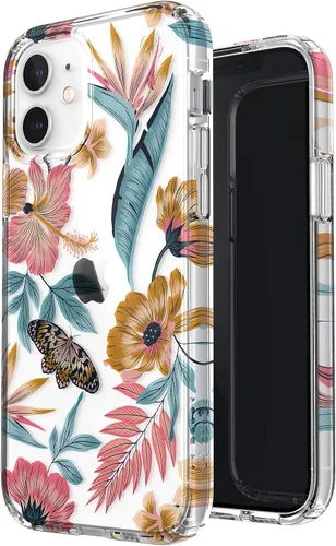 Vista 4 de Speck Productos Presidio Edition Funda para iPhone 12, iPhone 12 Pro, transparente/transparente/floral tropical