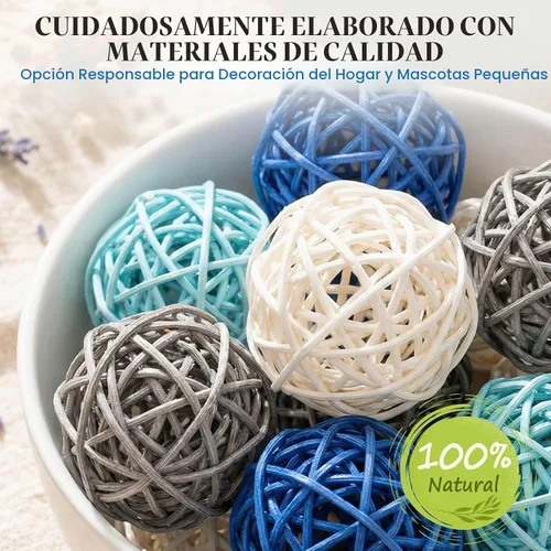 Vista 6 de DomeStar 24 unidades de bolas decorativas azules para centro de mesa de cuenco, bolas de ratán de 5 cm para relleno de cuenco Decoración de orbes