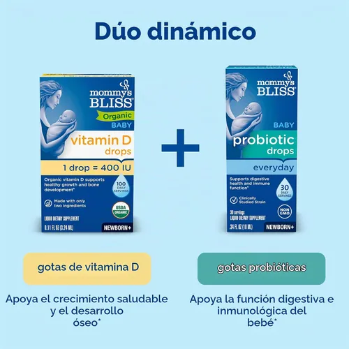 Vista 7 de Mommy's Bliss Gotas orgánicas sin color artificial, vitamina D, 0.11 onzas líquidas Vitamina D3 que promueve el crecimiento saludable