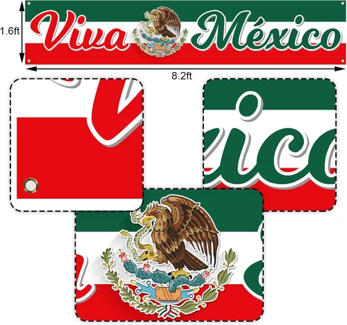 Vista 2 de Nepnuser Viva - Cartel de valla de México, decoración mexicana, Día de la Independencia, 16 de septiembre, cartel de jardín para patio delantero