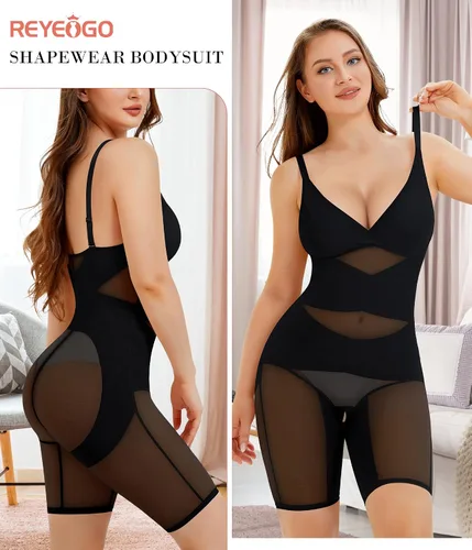 Vista 2 de REYEOGO Body moldeador para mujer, con control de abdomen, levantador de glúteos, moldeador de cuerpo completo, sin costuras, para muslos, faja