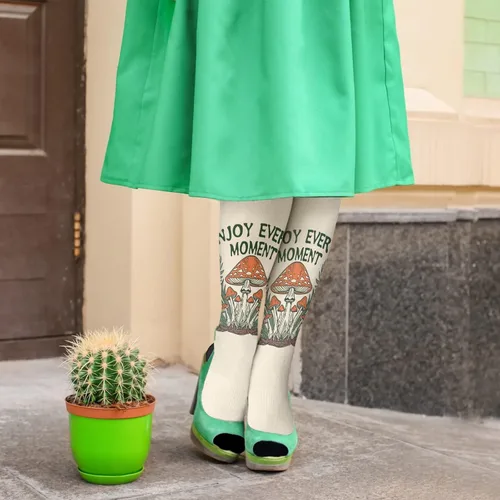 Vista 5 de devor Womens Athletic Socks Trouser Sock for Girls High Knee Sock Cute Enjoy every moment Mushroom Socks