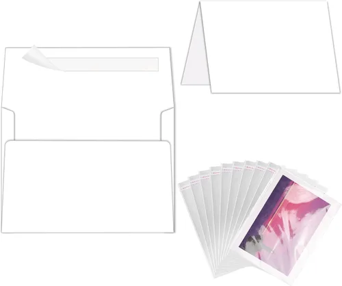 Vista 9 de Goefun Tarjetas y sobres de papel kraft marrón de 5 x 7 pulgadas, sobres A7 autosellados con cartulina marrón plegada de 5 x 7 pulgadas, paquete