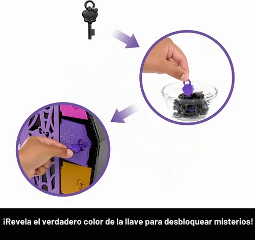 Vista 3 de Monster High Skulltimate Secrets - Juego de accesorios de muñeca y ropa, Lobo Clawdeen con vestidor y más de 19 sorpresas