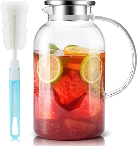 Vista 10 de SUSTEAS Jarra de Vidrio de 1.5 Litros 51oz con Tapa, Fácil de Limpiar, Jarra de Agua de Vidrio Resistente al Calor con Asa para Bebidas