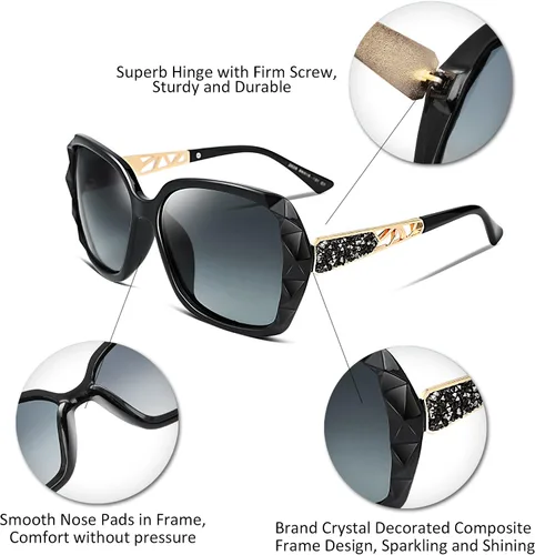 Vista 34 de FEISEDY - gafas de sol polarizadas para mujer, marco compuesto brillante B2289
