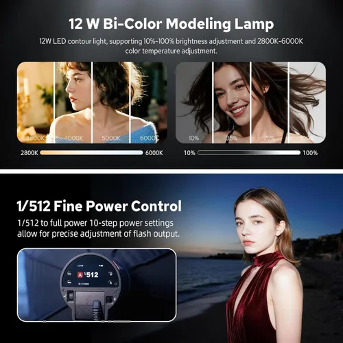 Vista 8 de Godox AD300 Pro II AD300Pro II - Estroboscópico flash para exteriores, 300 Ws 2.4G TTL 1/8000 HSS, 0.01-1.5s Reciclaje, 350 destellos de potencia