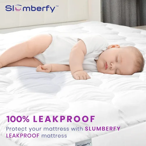Vista 5 de Slumberfy - Protector de colchón impermeable de alta calidad tamaño individual – Protector de colchón acolchado de algodón de 400 hilos, tela