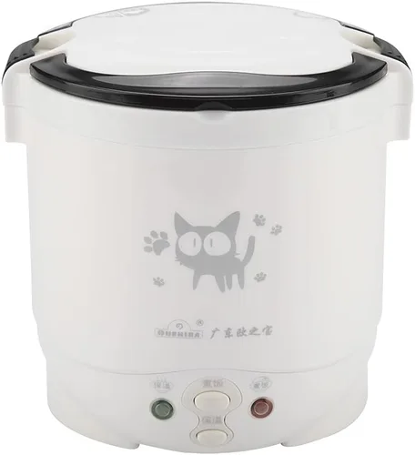 Vista 4 de 12V 100W 1L olla de arroz portátil eléctrica para el coche, vaporizador multifuncional de alimentos, blanco, revestimiento antiadherente