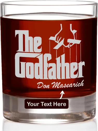 Vista 11 de The Godfather Don - Vaso de pinta grabado con texto personalizado, con licencia oficial, calidad premium, cristalería artesanal, vaso de cerveza