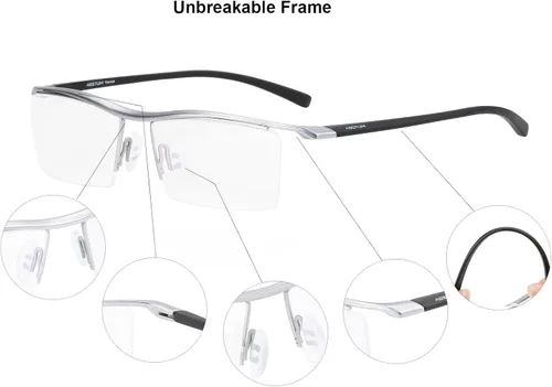Vista 20 de Agstum Gafas de negocios sin montura de titanio puro, lentes transparentes