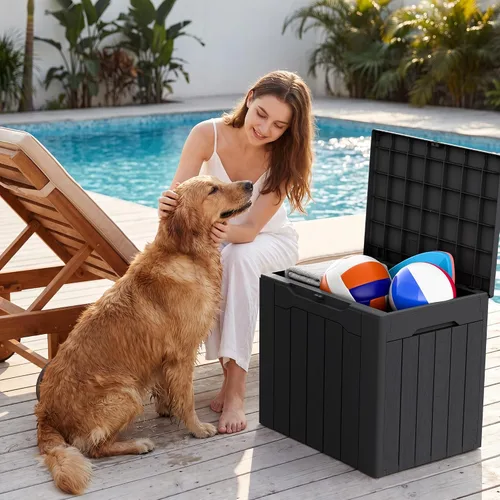 Vista 5 de Devoko Caja de cubierta de 29 galones, caja de almacenamiento al aire libre de resina impermeable Bloqueable y resistente a los rayos UV
