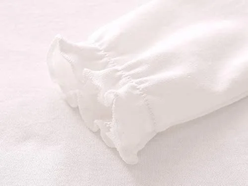 Vista 6 de Blusas de manga larga para bebé y niño, color sólido, cuello de muñeca