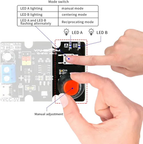 Vista 3 de Yahboom Herramienta de centrado de controlador de servomotores RC con protección contra sobrecorriente, 2 modos de control compatible con ajuste