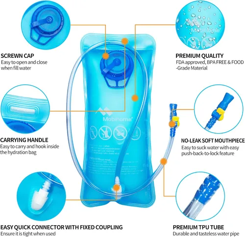 Vista 6 de Mochila de hidratación y vejiga de hidratación de agua a prueba de fugas de 2 litros, mochila ligera para correr y paquete de hidratación, correr