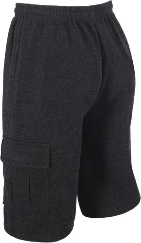 Vista 3 de Pantalones cortos deportivos para hombre por debajo de la rodilla, pantalones cortos cargo de forro polar con cintura elástica, pantalones