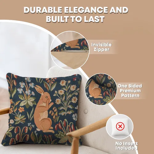 Vista 2 de Charlotte Home Fundas de almohada – Funda de almohada decorativa de 14 x 14 pulgadas para sofá y cama – Fundas de cojín de conejo francés